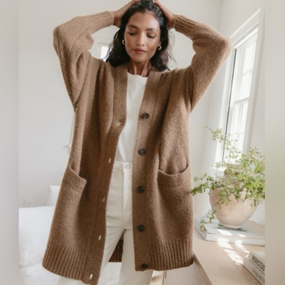 JENNI KAYNE COTTAGE VNECK ALPACA WOOL CARDIGAN